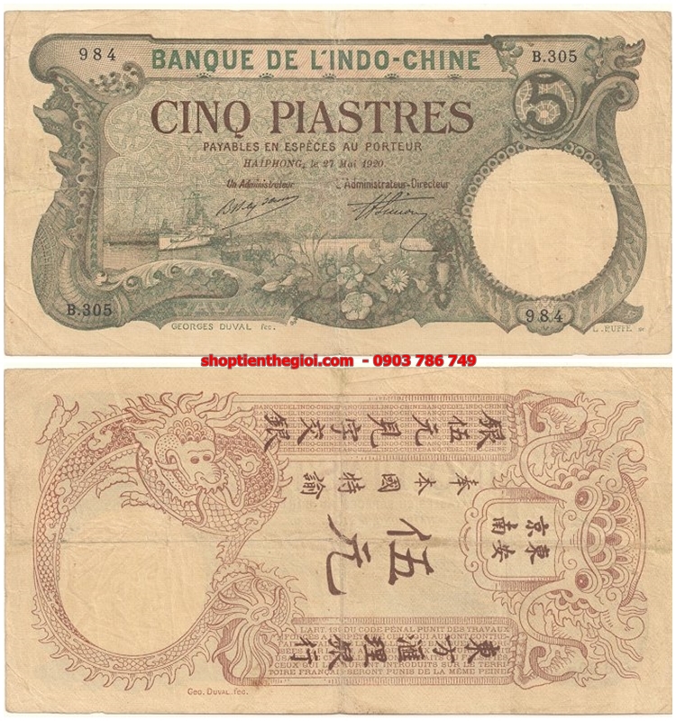 5 Piastre 1913 Thành Thái Sài Gòn